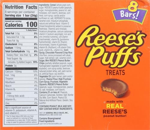 Reese's Puffs Breakfast Cereal Treat Bars, 8 ct